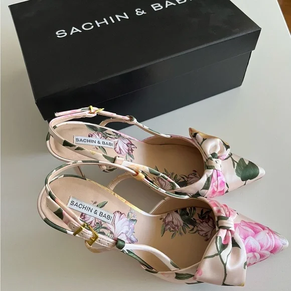 Sachin & Babi Lenox Obi-Bow Slingback in Pink Lemonade Bouquet - Picture 2 of 8
